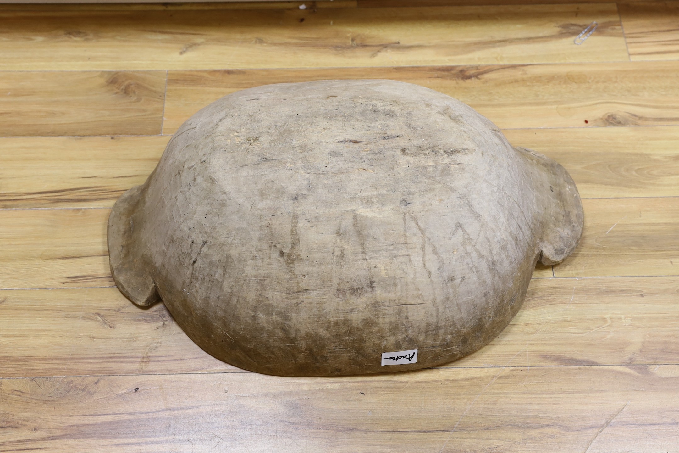 A large 19th century sycamore mixing bowl, 83.5 cms wide.